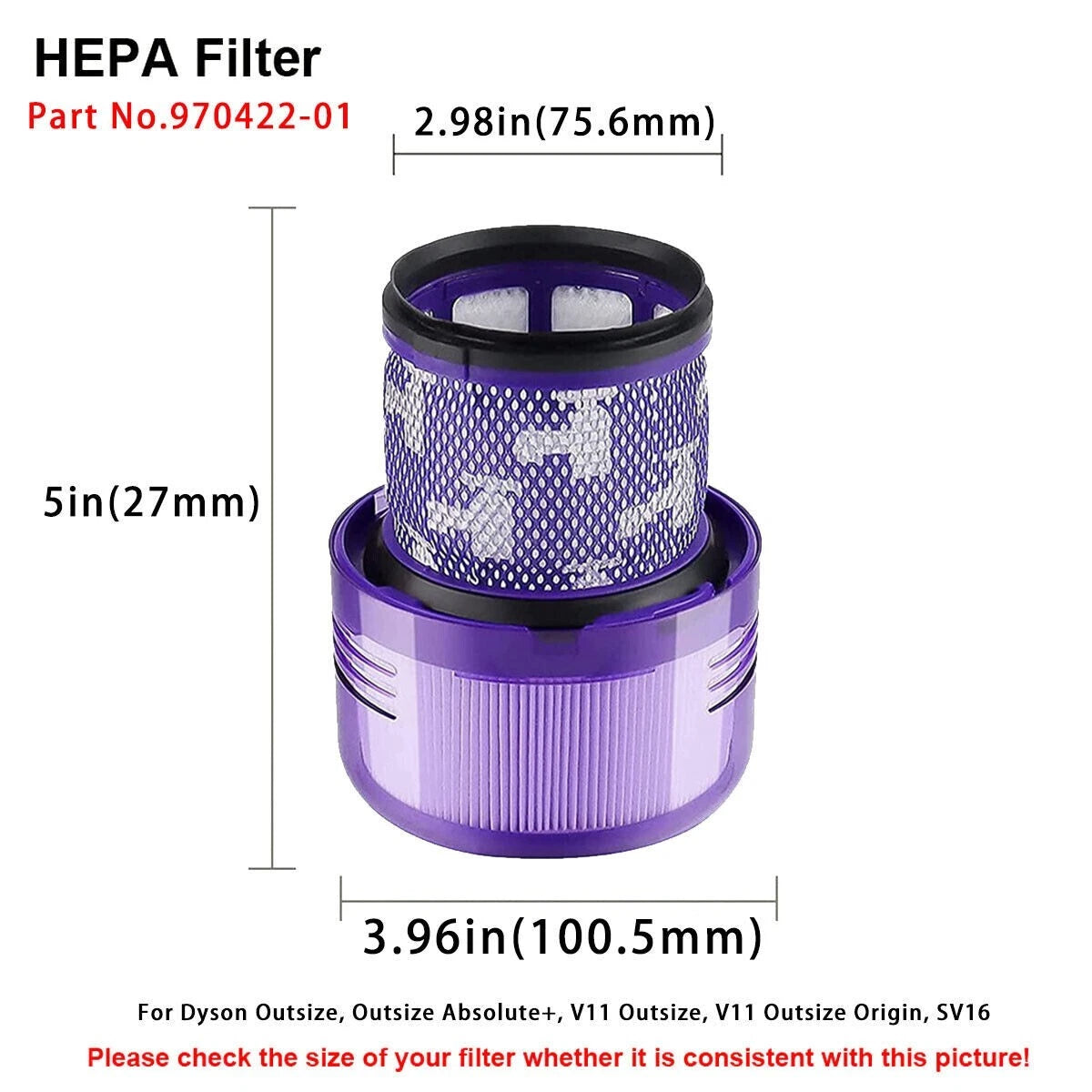 NEW Dyson V11 SV16 SV29 Outsize Motor HEPA Filter - Genuine Replacement Part 970422-01